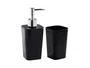 Conjunto Banheiro 2 Peças Preto com Dispenser e Porta Escova