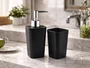 Conjunto Banheiro 2 Peças Preto com Dispenser e Porta Escova