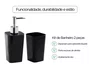 Conjunto Banheiro 2 Peças Preto com Dispenser e Porta Escova