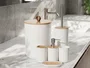 Kit Banheiro 6 Peças Elegance Branco com Detalhes em Bambu