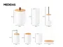 Kit Banheiro 6 Peças Elegance Branco com Detalhes em Bambu