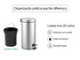 Lixeira Inox 20L com Pedal e Cesto Interno para Cozinha e Área Comum