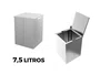 Lixeira Inox Quadratta 7,5l Calha Úmida Com Tampa Articulada Escovada