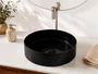 Cuba Pia Sobrepor Redonda para Banheiro Lavabo Cerâmica Preta 36x36cm