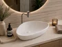 Cuba de Apoio para Banheiro Lavabo Design Oval Branco Fosco 59x39cm