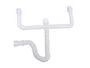 Sifão Triplo Sanfonado 58CM Universal Branco Para Cuba Dupla Com Escorredor Embutido