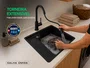 Tanque para Lavanderia em Cerâmica Preto com Torneira Extensível Preta 44x42cm