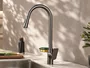 Torneira Monocomando Titânio Concept Extensível Com Porta Esponja Para Cozinha